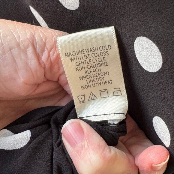 Max Studio Black Blouse White Polka Dots Ruffle 3/4 Sleeves Women Size XL Sheer - Picture 12 of 12